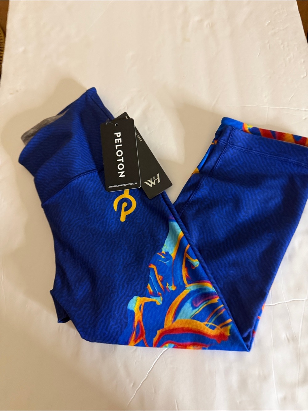 Peloton/WH Royal Blue Capri Leggings with Multicolor Abstract Trim